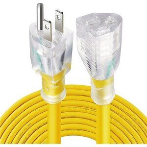 Outdoor 12/3 Extension Cord 12AWG 50FT 15Amp 1875Watts, TPE Rubber SJEOW